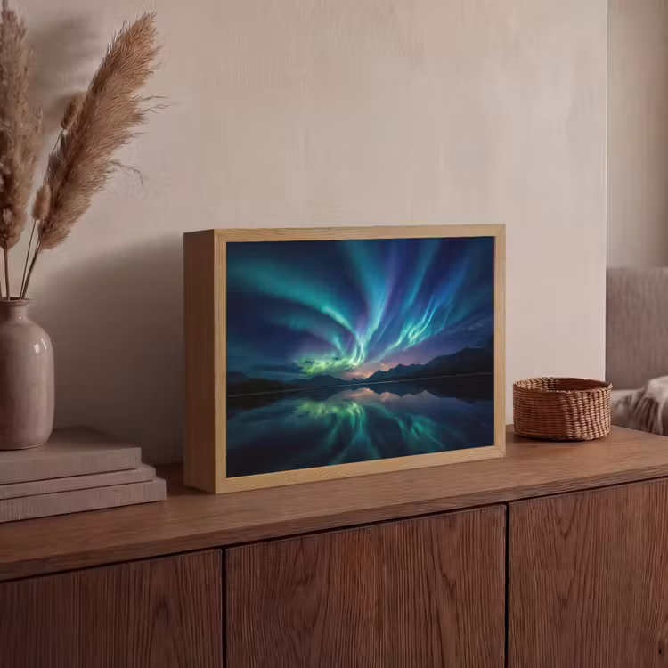 Lightbox - Wandlamp - Noorderlicht - Kleurrijk - Bergmeer — 4