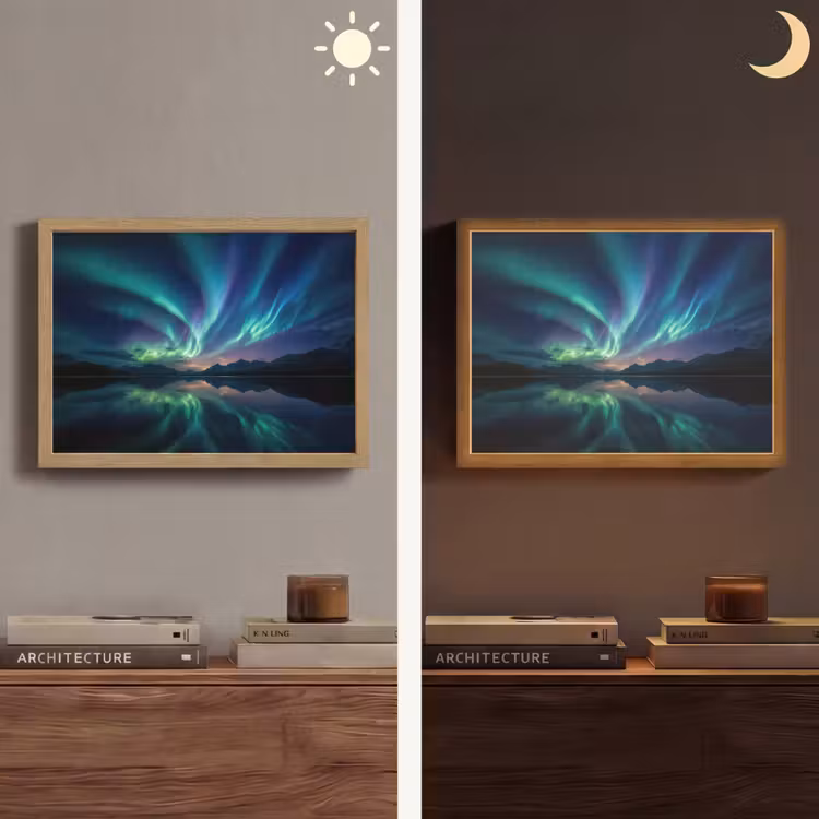 Lightbox - Wandlamp - Noorderlicht - Kleurrijk - Bergmeer — 6