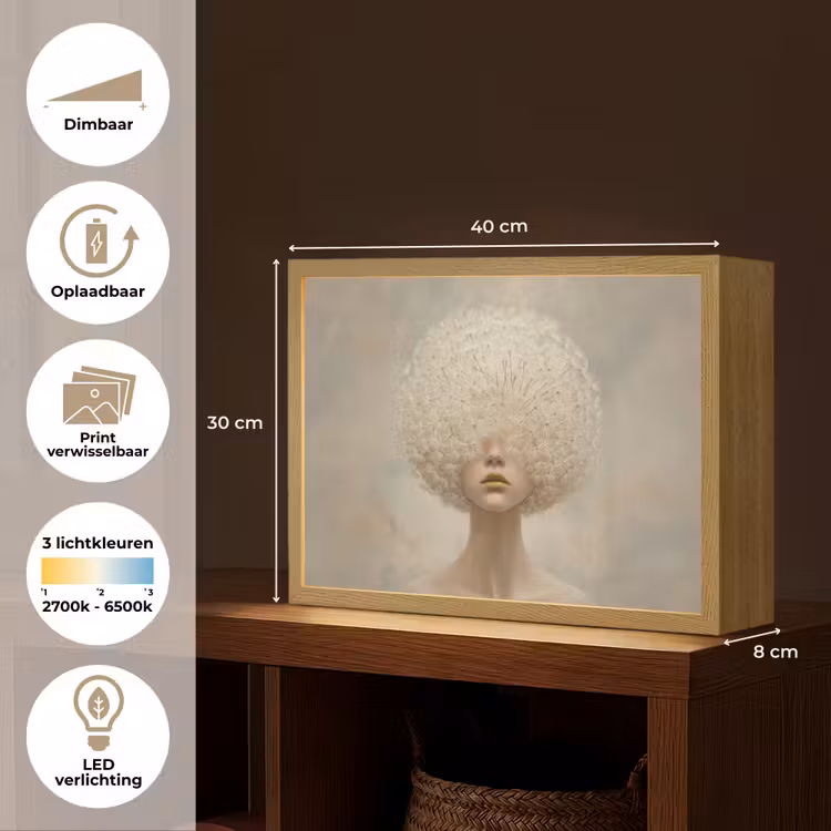 Lightbox - Wandlamp - Dromerig - Beige - Paardenbloemzaadjes — 10