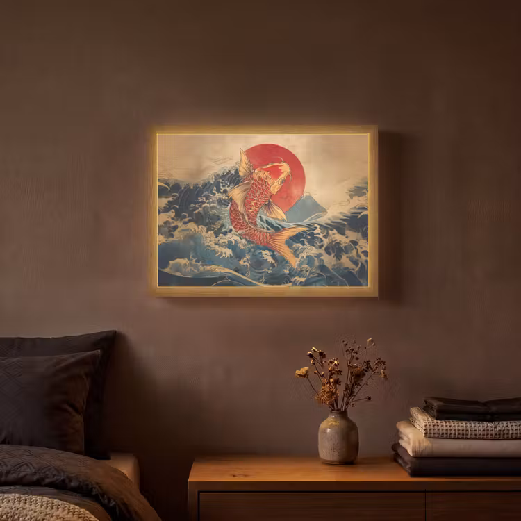 Lightbox - Wandlamp - Koi - Zee - Golven - Zon — 3