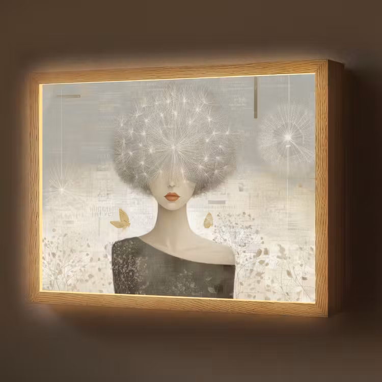 Lightbox - Wandlamp - Pluis - Vrouw - Beige — 1