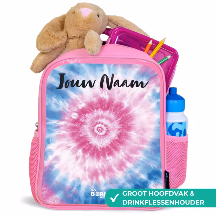 Kinderrugzak met naam - Roze - Tie dye - Abstract - Blauw - Roze β 2