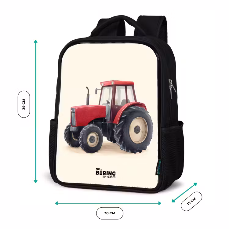 Kinderrugzak - Zwart - Tractor - Getekend - Rood — 5
