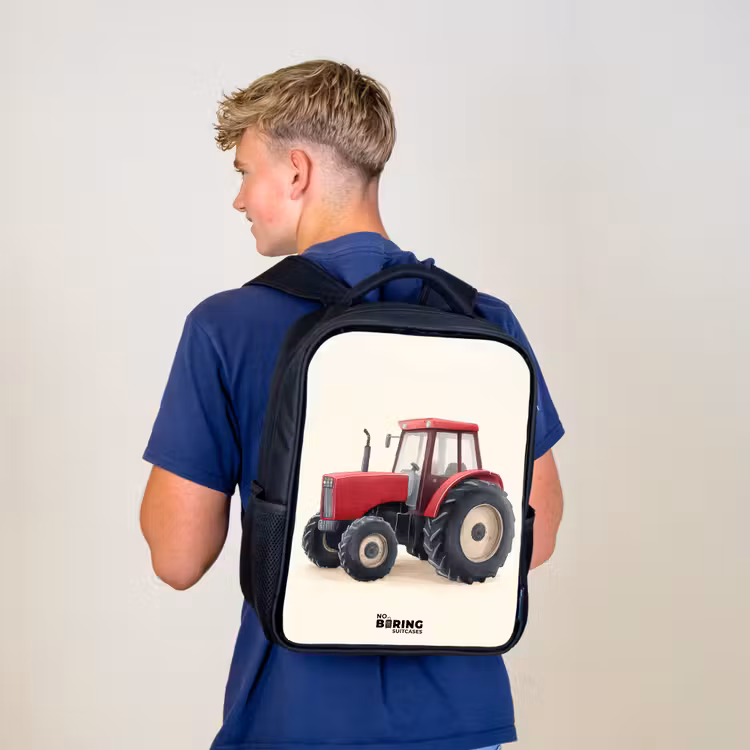Kinderrugzak - Zwart - Tractor - Getekend - Rood — 6