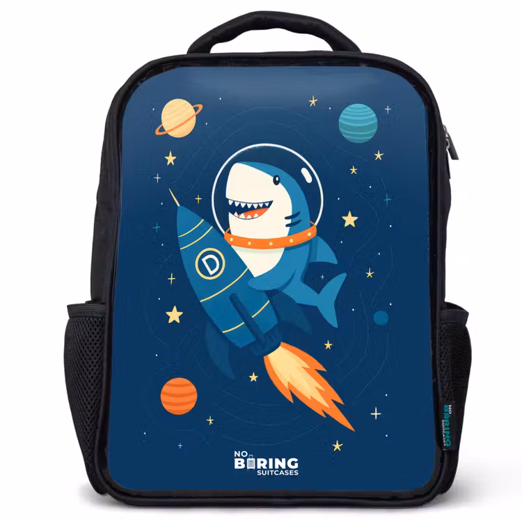 Kinderrugzak - Zwart - Dier - Ruimte - Planeet - Raket — 1