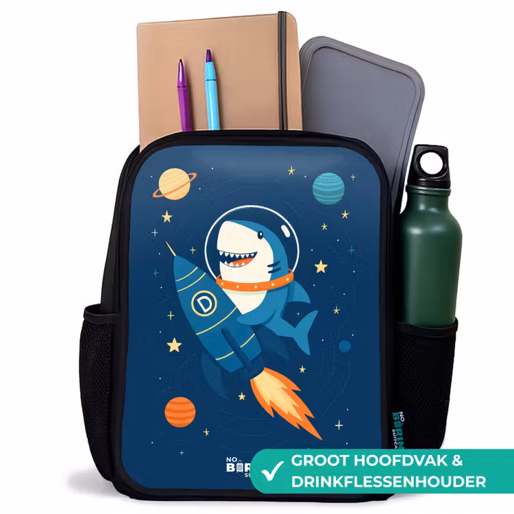 Kinderrugzak - Zwart - Dier - Ruimte - Planeet - Raket — 4