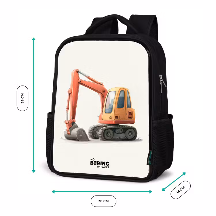 Kinderrugzak - Zwart - Graafmachine - Getekend - Oranje — 5