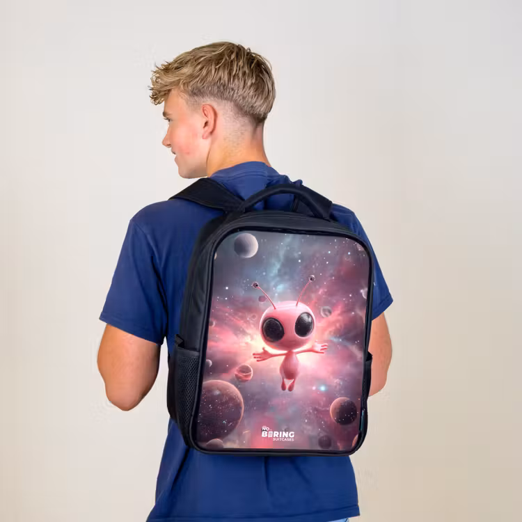 Kinderrugzak - Zwart - Roze Alien in Sterrennevel — 6