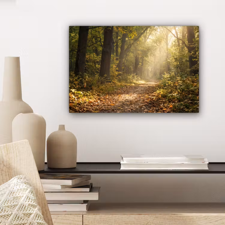 Canvas schilderij - Zonlicht - Bospad - Bomen — 5