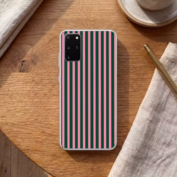 Telefoonhoesje - Verticale strepen - Groen - Roze — 2