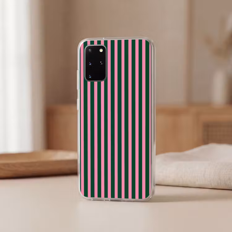 Telefoonhoesje - Verticale strepen - Groen - Roze — 3