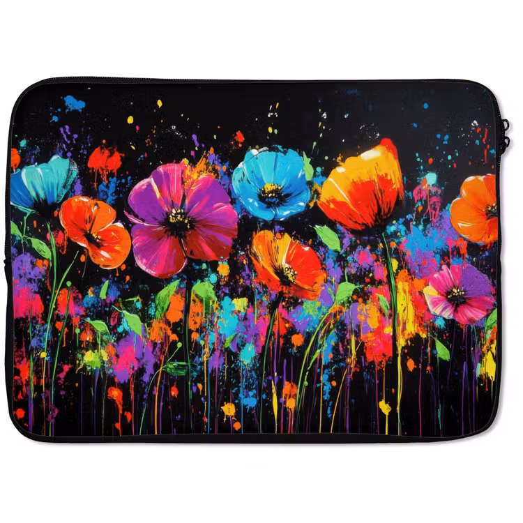 Laptophoes - Bloemen - Kleurrijk - Spetters — 1