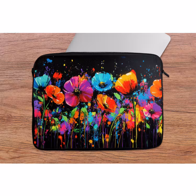 Laptophoes - Bloemen - Kleurrijk - Spetters — 2
