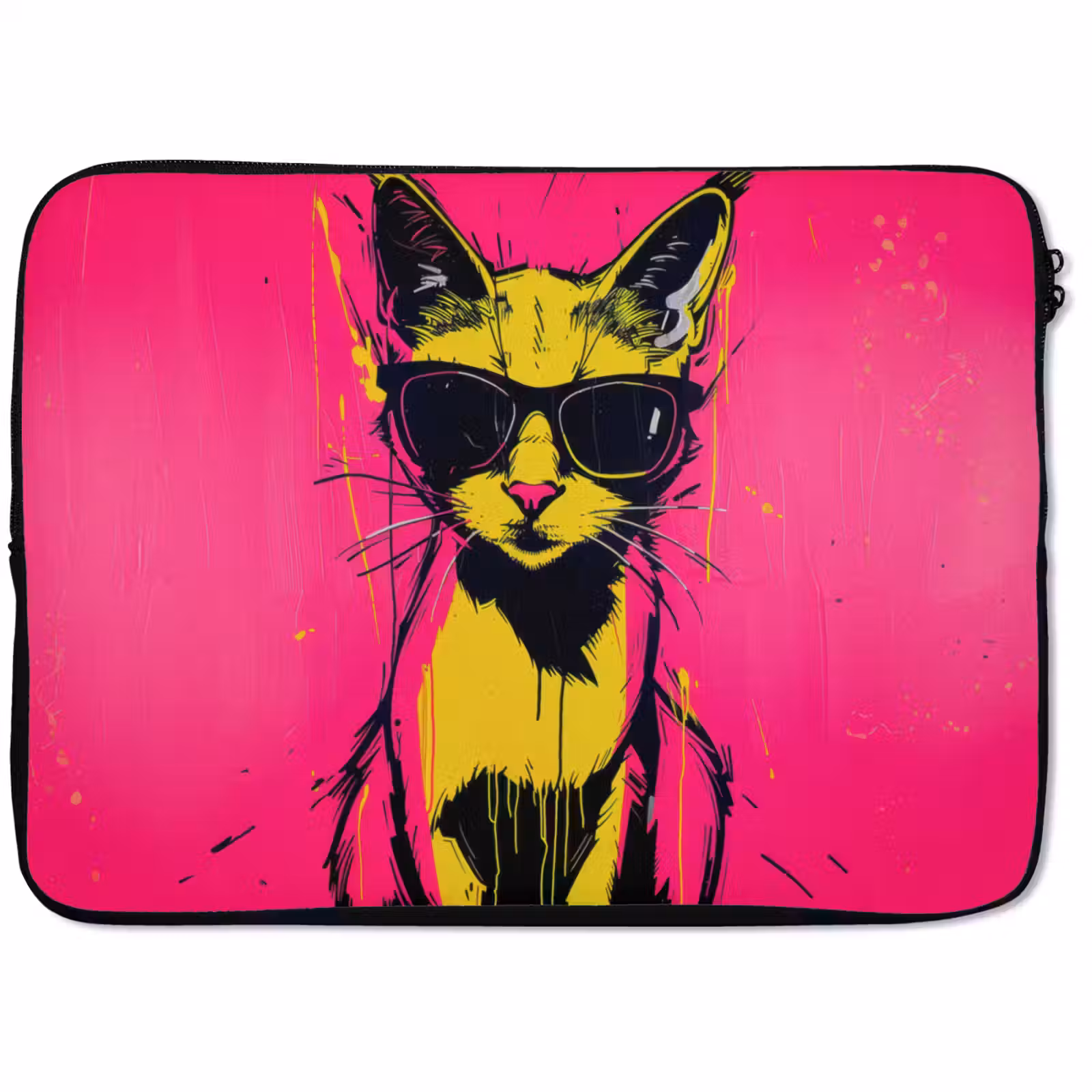 Laptophoes - Kat - Art - Zonnebril - Roze — 1
