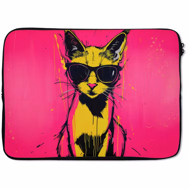 Laptophoes - Kat - Art - Zonnebril - Roze — 1