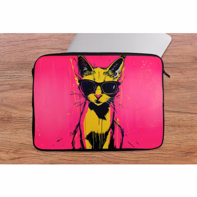 Laptophoes - Kat - Art - Zonnebril - Roze — 2