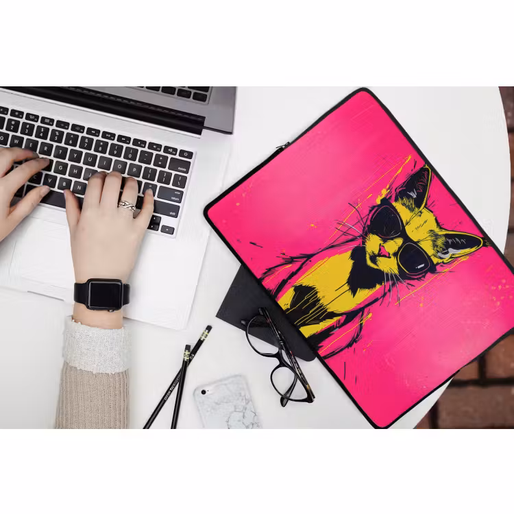 Laptophoes - Kat - Art - Zonnebril - Roze — 3