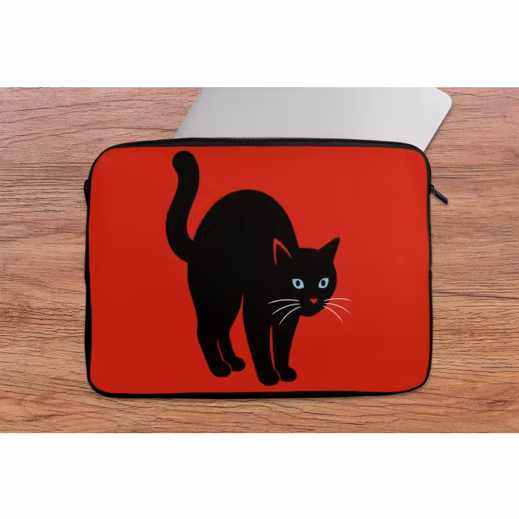 Laptophoes - Kat - Zwart - Staart — 2