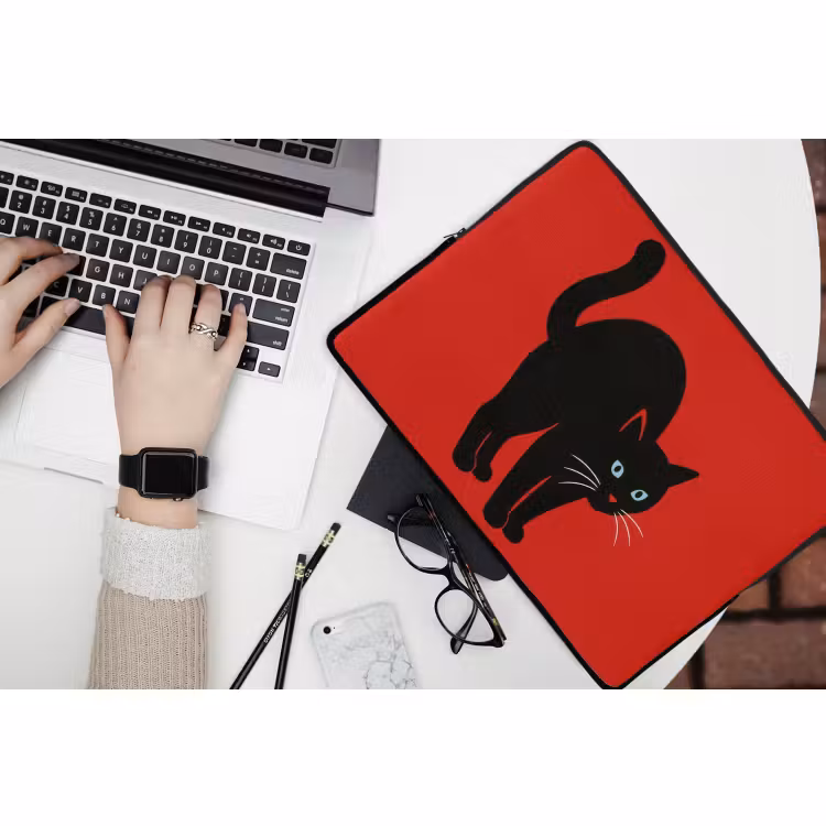 Laptophoes - Kat - Zwart - Staart — 3
