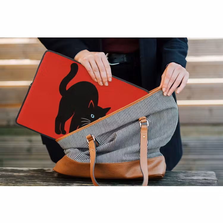 Laptophoes - Kat - Zwart - Staart — 4