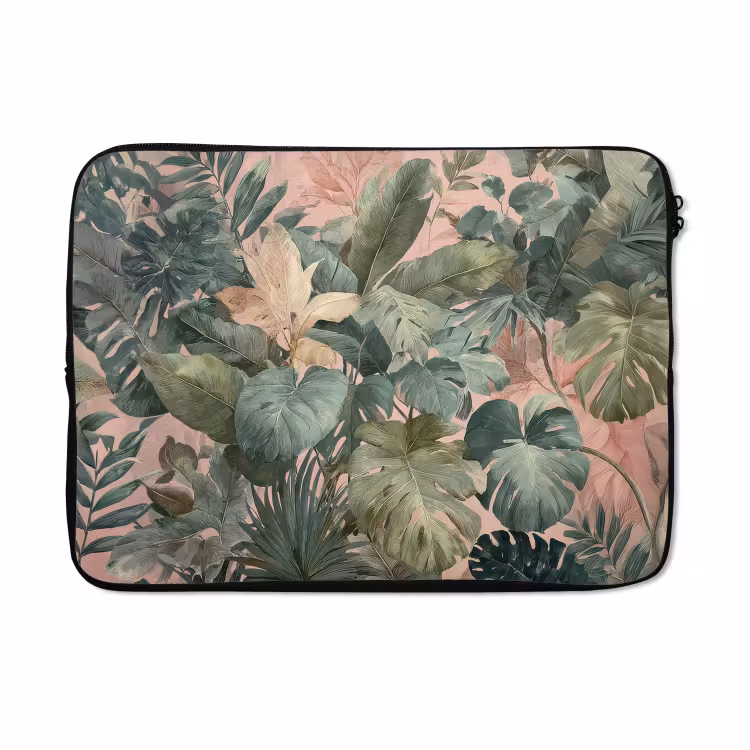 Laptophoes - Compositie van bladeren - Groen - Roze — 5