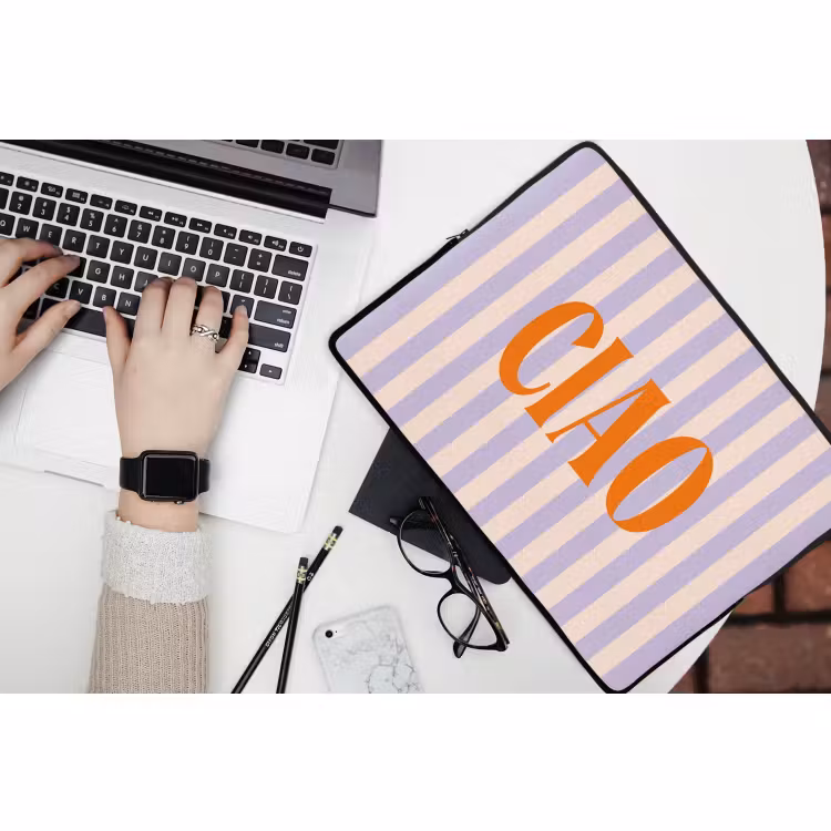 Laptophoes - Ciao - Quote - Pastel - Strepen — 3
