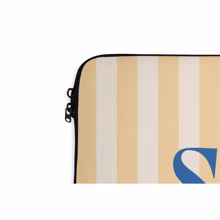 Laptophoes - Salut - Quote - Strepen - Geel - Blauw - Wit — 6