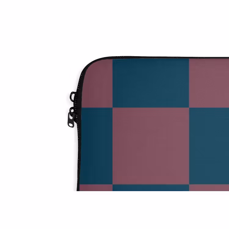 Laptophoes - Schaakbord print - Blauw - Rood - Blokjes — 6