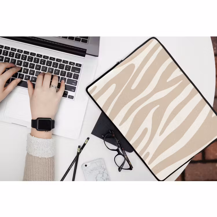 Laptophoes - Zebraprint - Beige - Wit - Dierenprint — 3