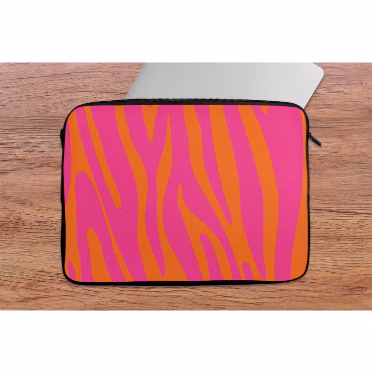 Laptophoes - Zebraprint - Roze - Oranje - Dierenprint — 2