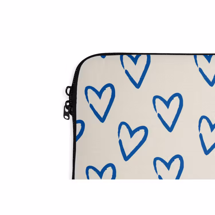 Laptophoes - Hartjes patroon - Blauw - Beige - Liefde — 6