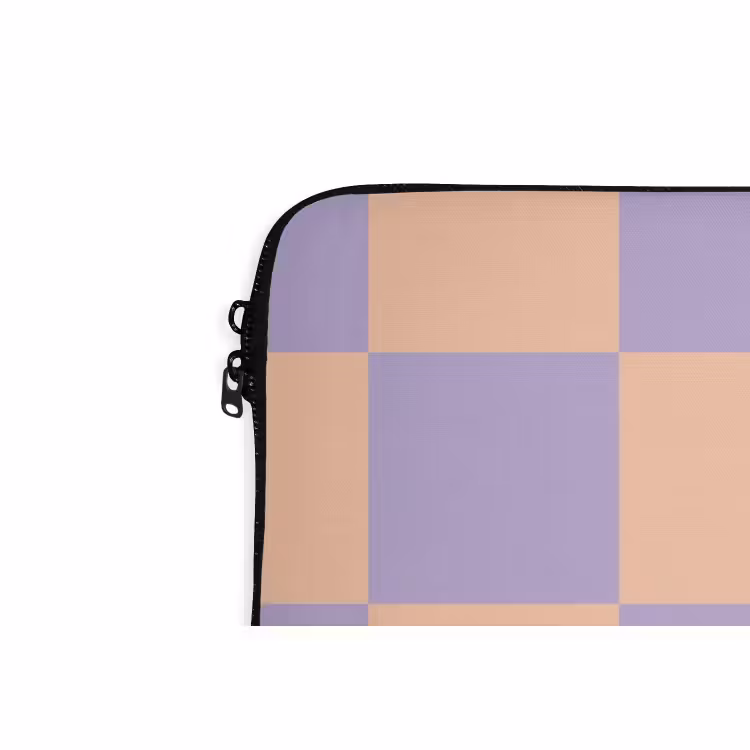 Laptophoes - Schaakbord patroon - Paars - Roze - Blokjes — 6