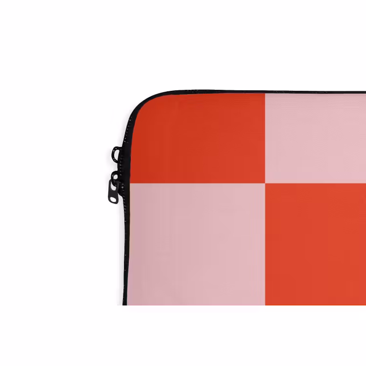 Laptophoes - Schaakbord patroon - Rood - Roze - Blokjes — 6