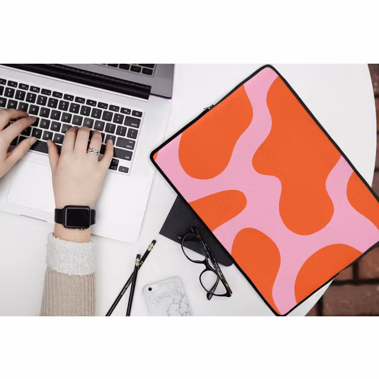Laptophoes - Vlekken - Rood - Roze - Patroon - Minimalistisch — 3