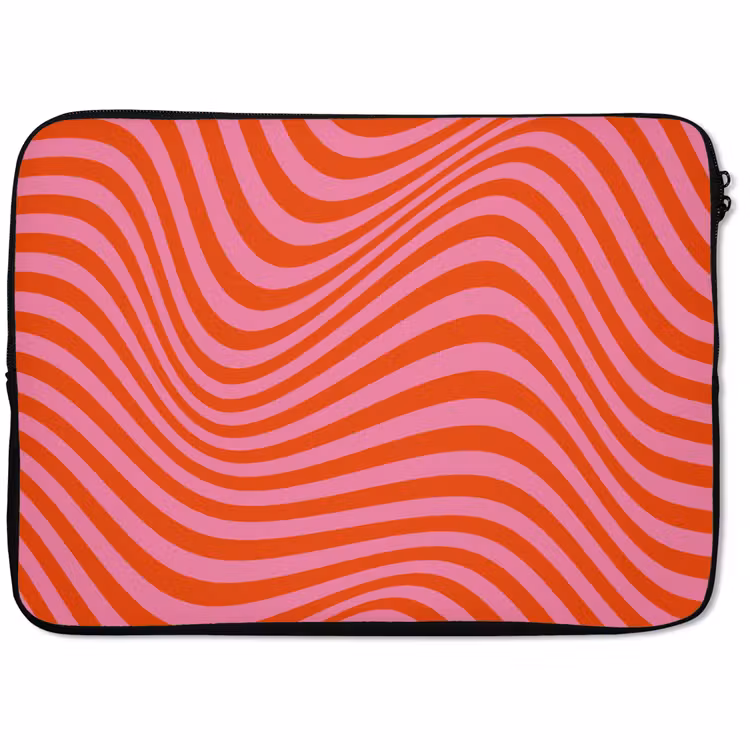 Laptophoes - Golvend patroon - Rood - Roze - Lijnen — 1