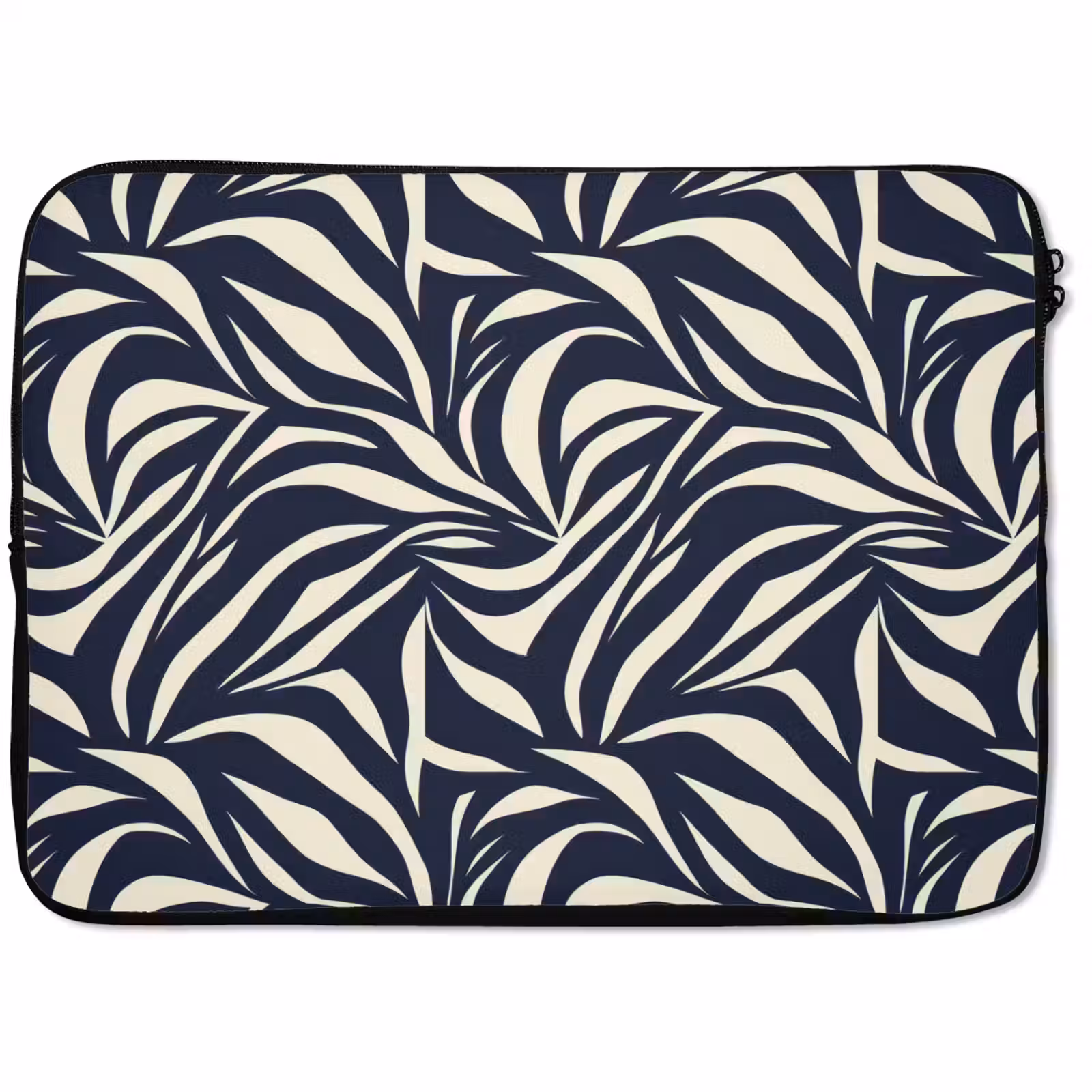Laptophoes - Bladvormen - Blauw - Patroon - Wit — 1