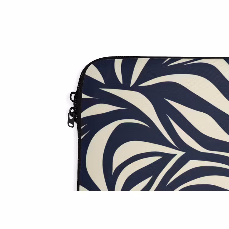 Laptophoes - Bladvormen - Blauw - Patroon - Wit — 6