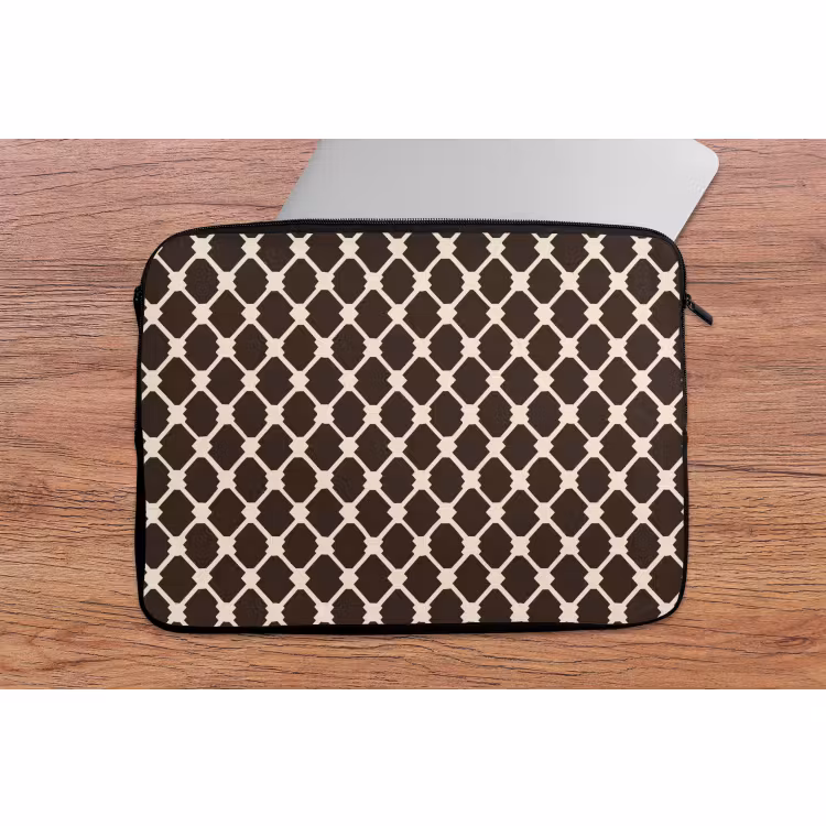 Laptophoes - Bruin - Ruitpatroon - Geometrisch — 2