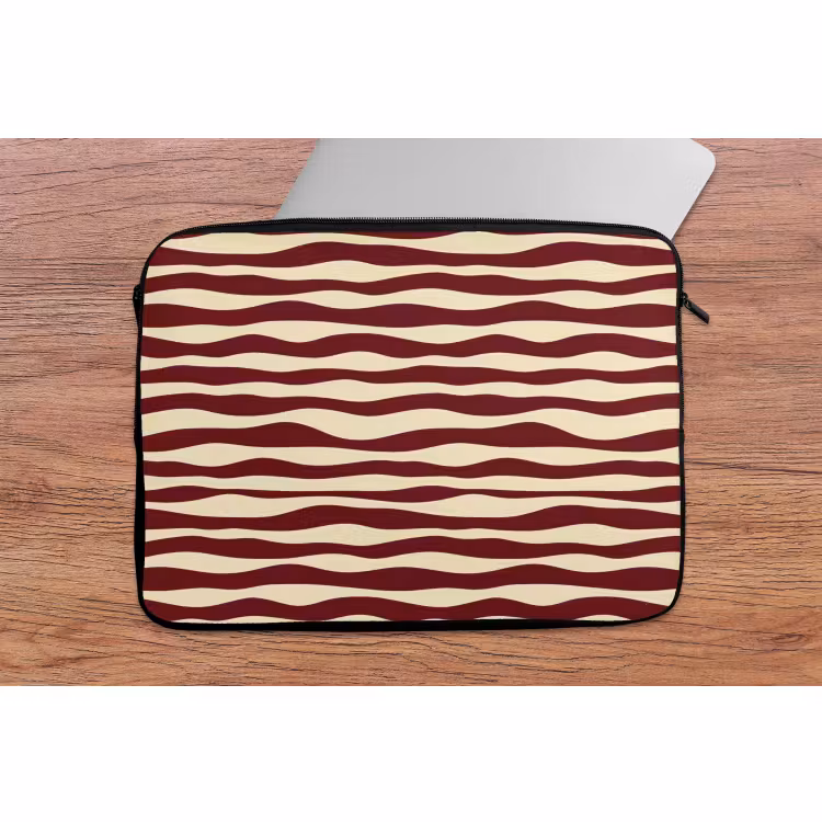 Laptophoes - Golven - Rood - Patroon - Crème — 2