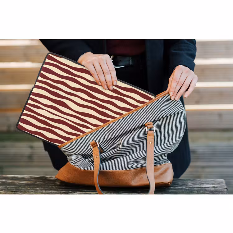 Laptophoes - Golven - Rood - Patroon - Crème — 4