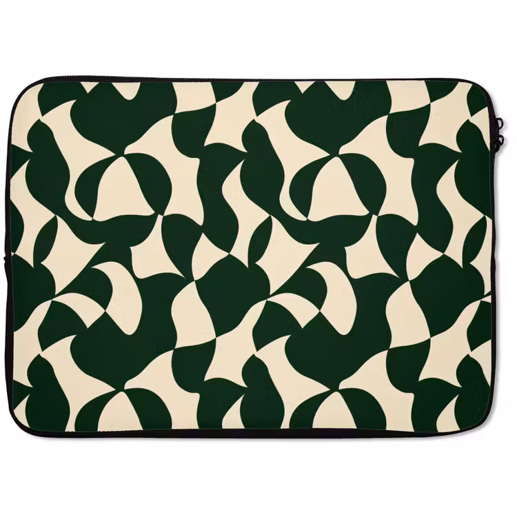 Laptophoes - Groen - Organische vlakken - Crème — 1
