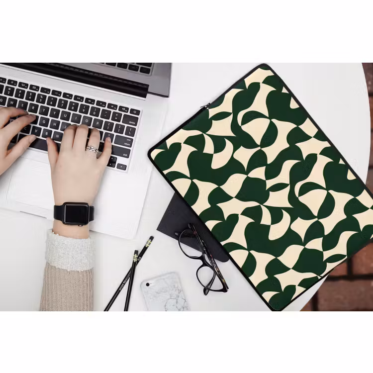 Laptophoes - Groen - Organische vlakken - Crème — 3