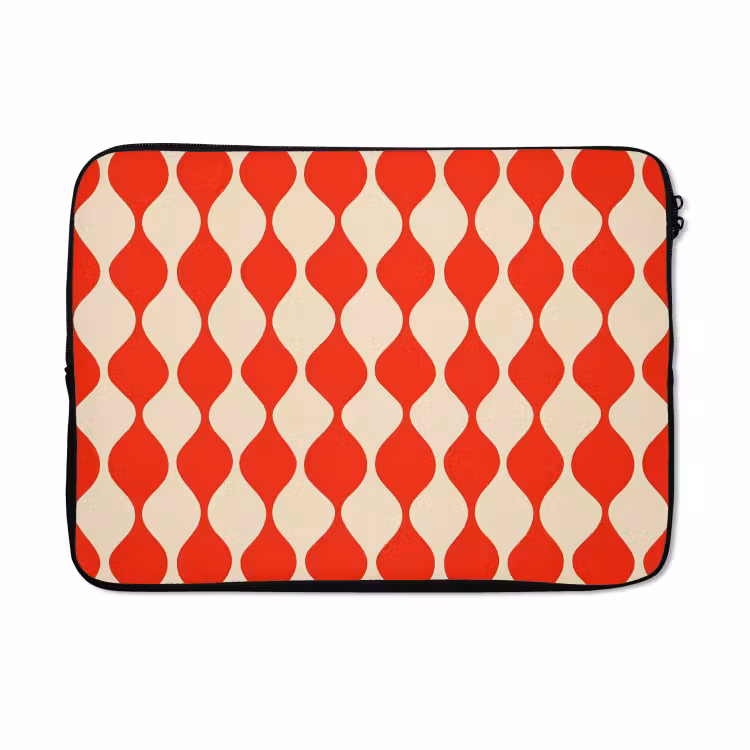 Laptophoes - Golvend patroon - Retro - Rood - Beige — 5