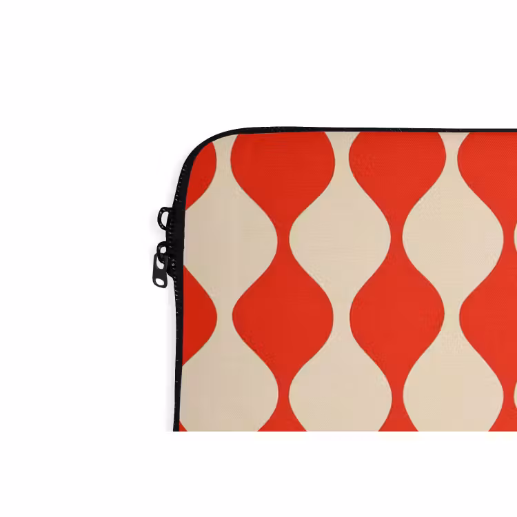 Laptophoes - Golvend patroon - Retro - Rood - Beige — 6