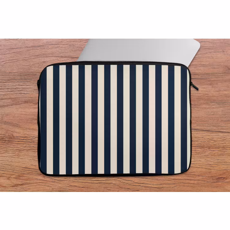 Laptophoes - Verticale strepen - Blauw - Crème — 2