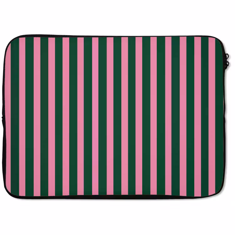 Laptophoes - Verticale strepen - Groen - Roze — 1
