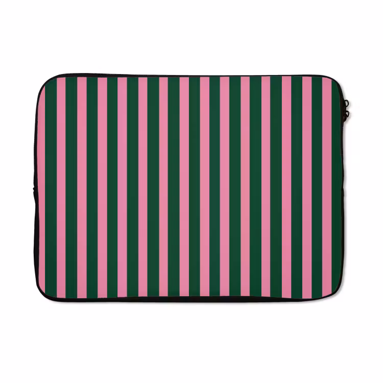 Laptophoes - Verticale strepen - Groen - Roze — 5