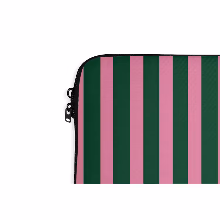 Laptophoes - Verticale strepen - Groen - Roze — 6