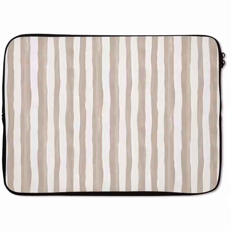 Laptophoes - Minimalistisch - Strepen - Beige — 1