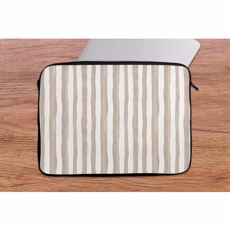 Laptophoes - Minimalistisch - Strepen - Beige — 2